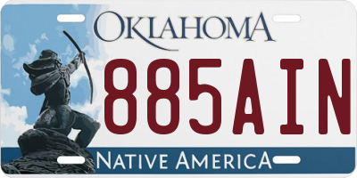 OK license plate 885AIN