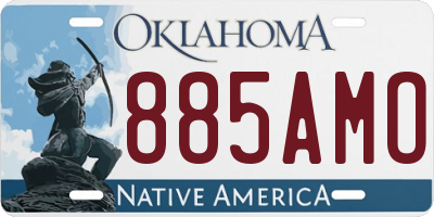 OK license plate 885AMO