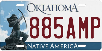 OK license plate 885AMP