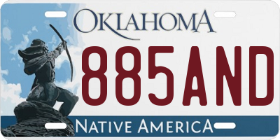OK license plate 885AND