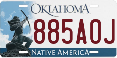 OK license plate 885AOJ