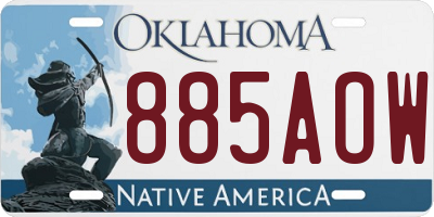 OK license plate 885AOW