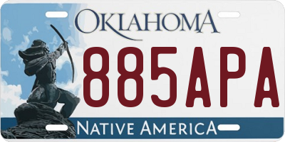 OK license plate 885APA
