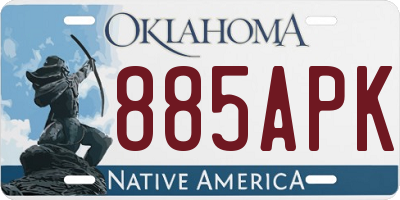 OK license plate 885APK
