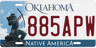 OK license plate 885APW