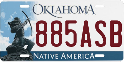 OK license plate 885ASB