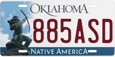 OK license plate 885ASD