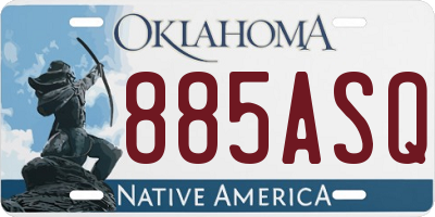 OK license plate 885ASQ