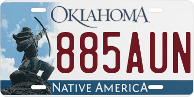 OK license plate 885AUN