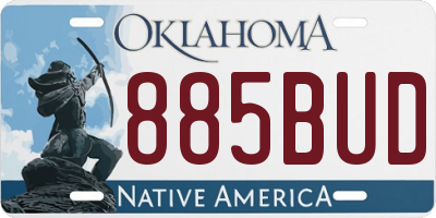 OK license plate 885BUD