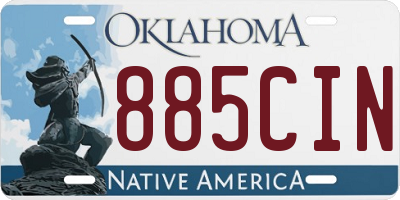 OK license plate 885CIN