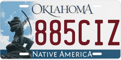 OK license plate 885CIZ