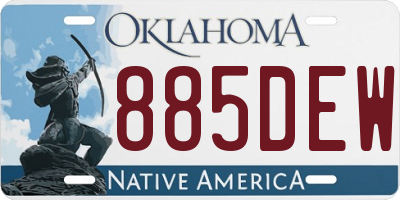 OK license plate 885DEW