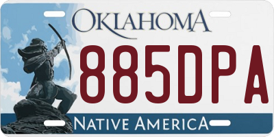 OK license plate 885DPA