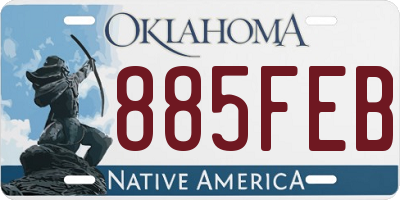OK license plate 885FEB