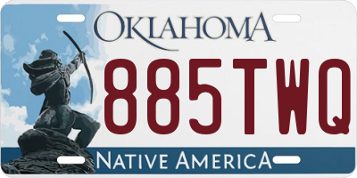 OK license plate 885TWQ