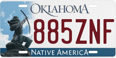 OK license plate 885ZNF