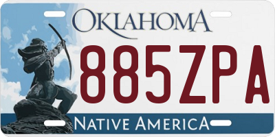 OK license plate 885ZPA