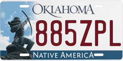 OK license plate 885ZPL