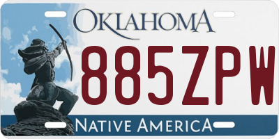 OK license plate 885ZPW