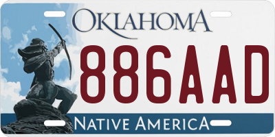 OK license plate 886AAD