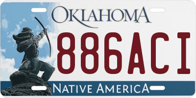 OK license plate 886ACI