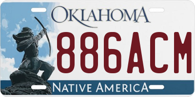 OK license plate 886ACM
