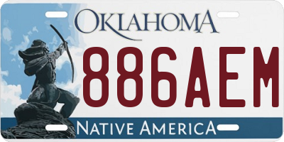 OK license plate 886AEM