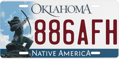 OK license plate 886AFH