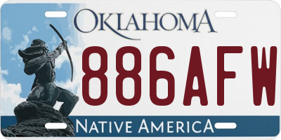 OK license plate 886AFW