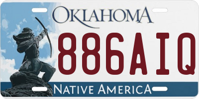 OK license plate 886AIQ