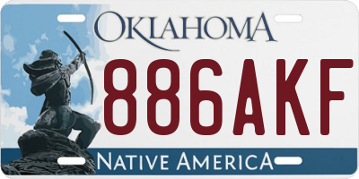 OK license plate 886AKF