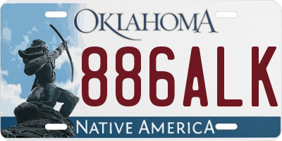 OK license plate 886ALK