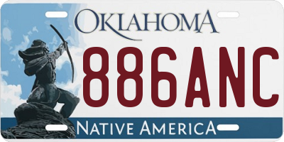 OK license plate 886ANC