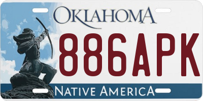 OK license plate 886APK