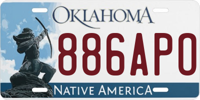 OK license plate 886APO