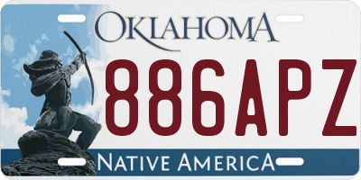 OK license plate 886APZ