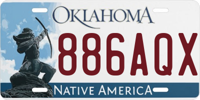 OK license plate 886AQX