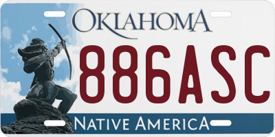 OK license plate 886ASC