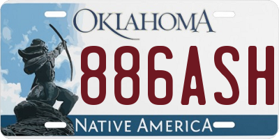 OK license plate 886ASH
