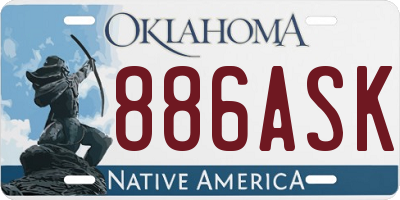 OK license plate 886ASK