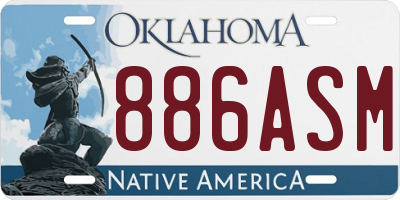OK license plate 886ASM