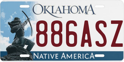OK license plate 886ASZ