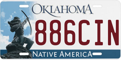 OK license plate 886CIN