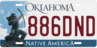 OK license plate 886DND
