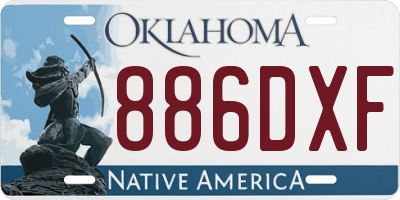 OK license plate 886DXF