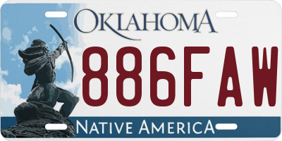 OK license plate 886FAW