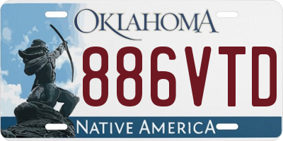OK license plate 886VTD