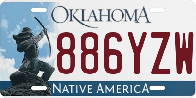 OK license plate 886YZW