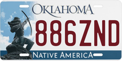 OK license plate 886ZND